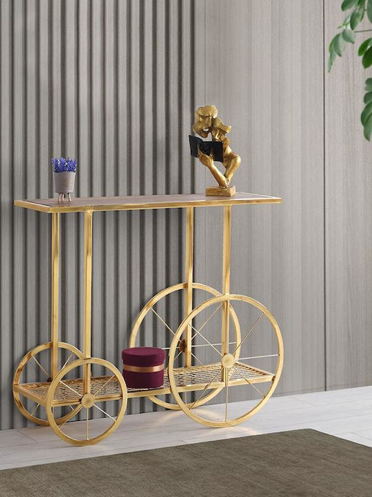 Console Table Metal with Glass Surface Μπρονζέ L96xW35xH80cm