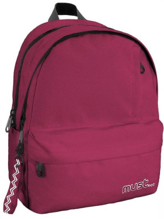 Must Team Monochrome Rpet Double with 2 Central Cases School Bag Backpack Junior High-High School Burgundy with Water Bottle Holder 25Liters