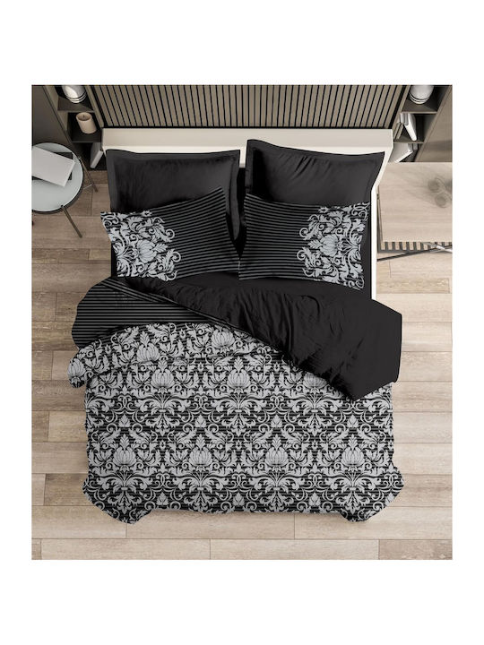 Makis Tselios Home Σετ Πάπλωμα Υπέρδιπλο 220x240εκ. Damask Μαύρο 3τμχ