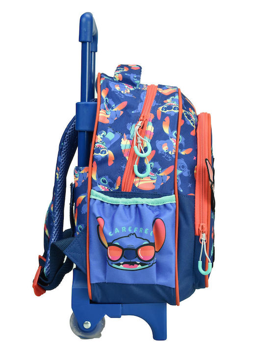 Gim Disney Stitch School Bag Trolley Kindergarten Blue with Water Bottle Holder 12Liters