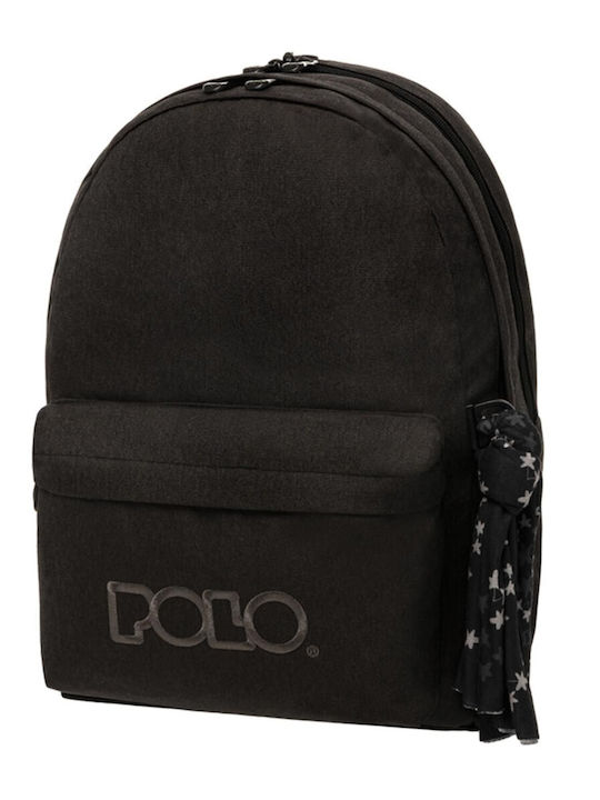 Polo Original Double Scarf School Bag Backpack Junior High-High School Black 2024 with Water Bottle Holder 27Liters 2024