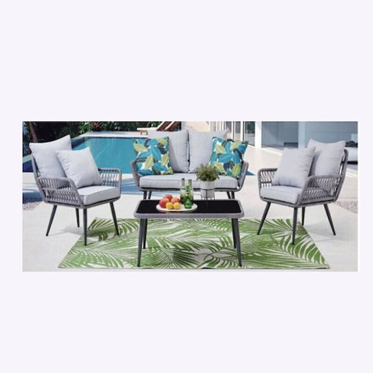 Set De sufragerie pentru exterior Amorgos Gri 4buc
