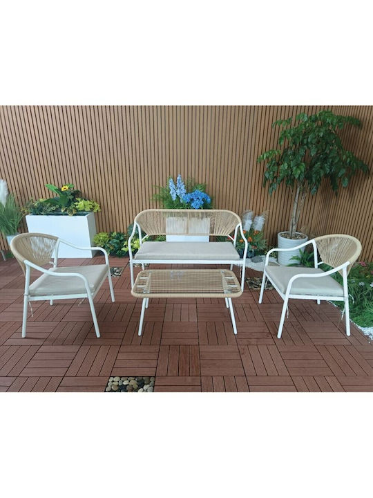 Woodwell Garten- und Outdoor-Möbelsets Palermo 4 Stück Weiß E257,1