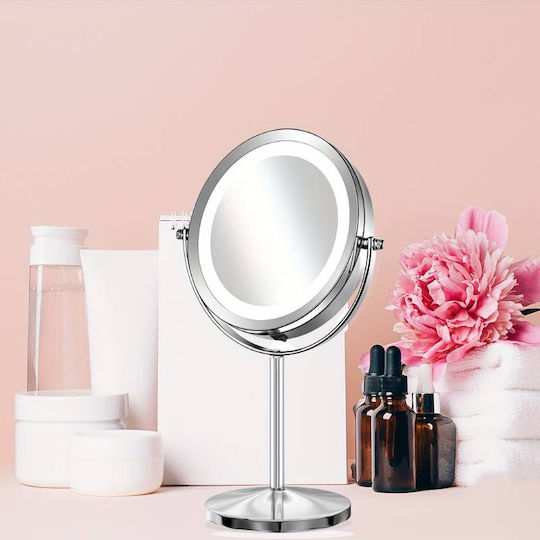 Home Use Καθρέπτης Μακιγιάζ Επιτραπέζιος με Φως 17.5x17.5cm Ασημί