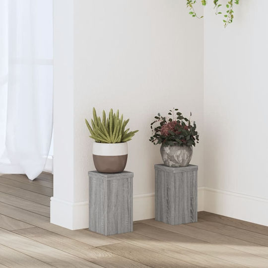 vidaXL Pflanzenständer Holz Grau 10cmx10cmx18cmcm. 2Stück