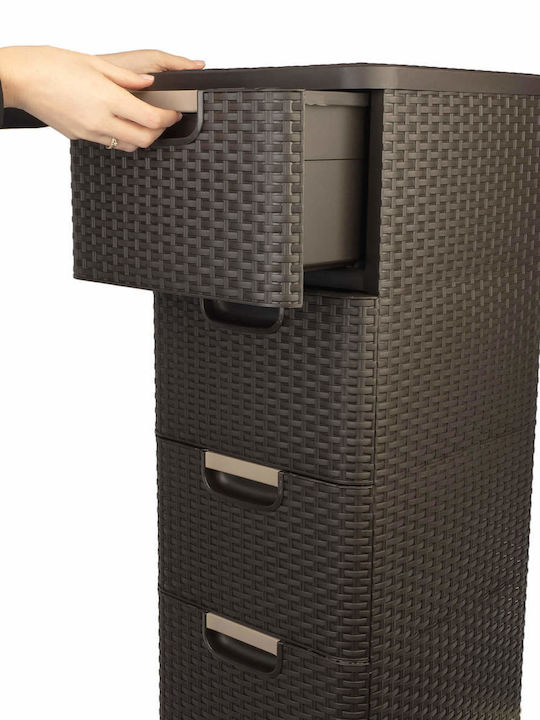 Curver Συρταριέρα Πλαστική 4 Θέσεων Καφέ 33x38x79cm