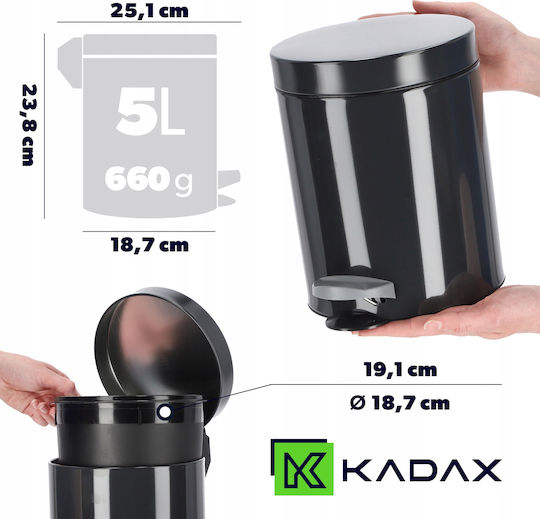 Kadax Inox Καλαθάκι Μπάνιου 5lt Γκρι