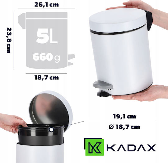Kadax Inox Καλαθάκι Μπάνιου 5lt Λευκό