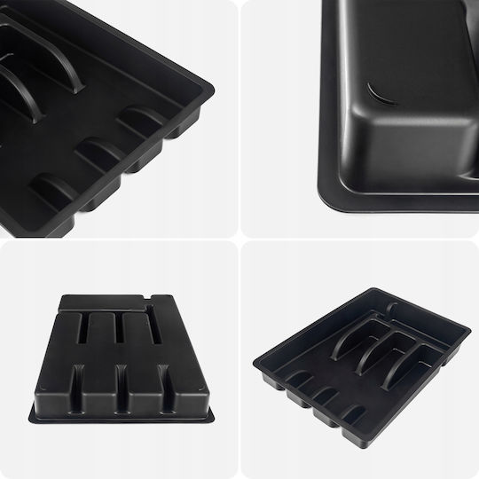 Kadax Besteckeinsatz für Schubladen Kunststoff 36x25x5,5 cm Schwarze