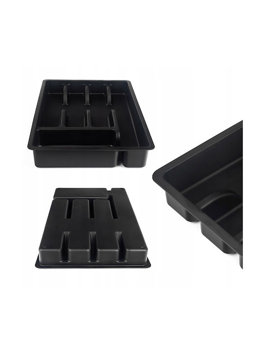 Kadax Organizator de bucătărie cu sertar din plastic pentru tacâmuri negru