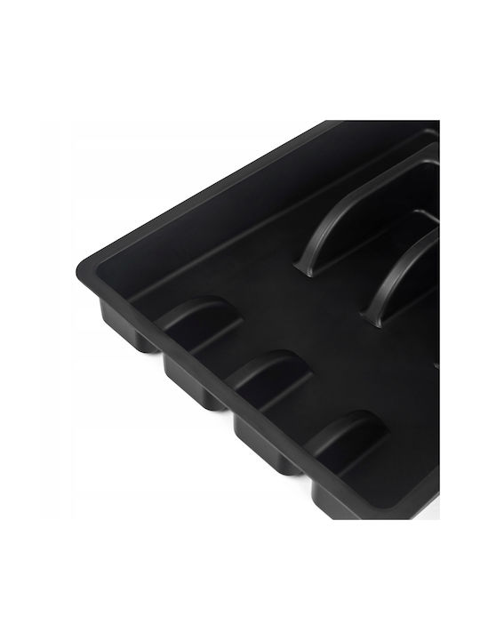 Kadax Organizator de bucătărie cu sertar din plastic pentru tacâmuri negru