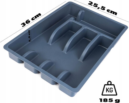 Kadax Besteckeinsatz für Schubladen Kunststoff 36x25x5,5 cm Grau