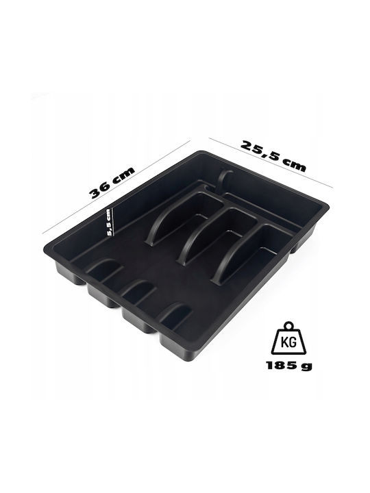 Kadax Organizator de bucătărie cu sertar din plastic pentru tacâmuri negru