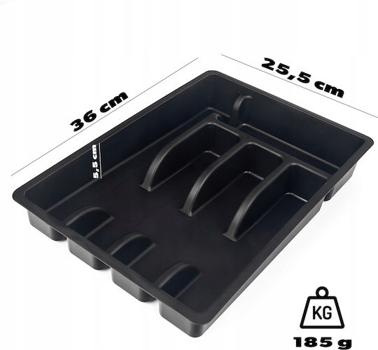 Kadax Besteckeinsatz für Schubladen Kunststoff 36x25x5,5 cm Schwarze