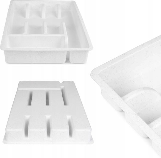 Kadax Besteckeinsatz für Schubladen Kunststoff 36x25x5,5 cm Weiß