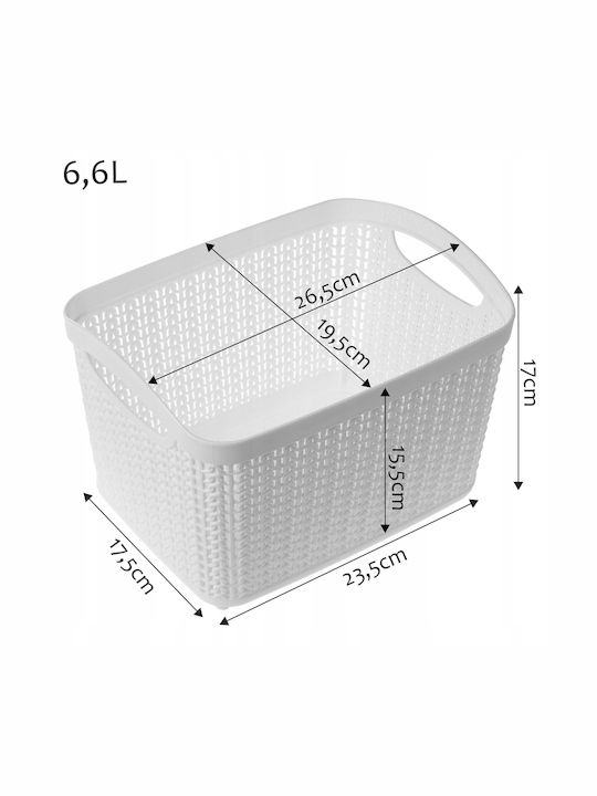 Kadax Storage Basket Plastic White 6.6lt 2pcs