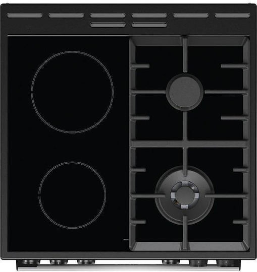 Gorenje Готварска печка 71лт с котлони на природен газ и ток Ш60см. Inox