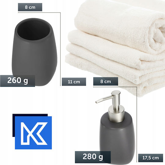 Kadax Σετ Αξεσουάρ Μπάνιου Κεραμικό Γκρι