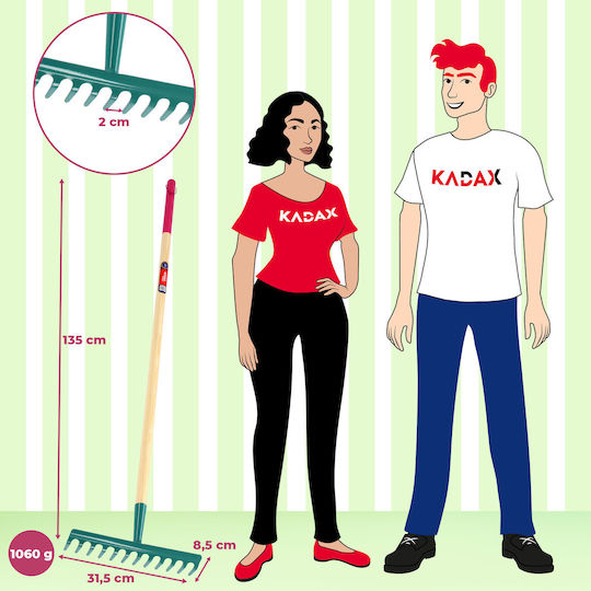 Kadax 143741 Furcă de grădină Greblă pentru gazon cu mâner