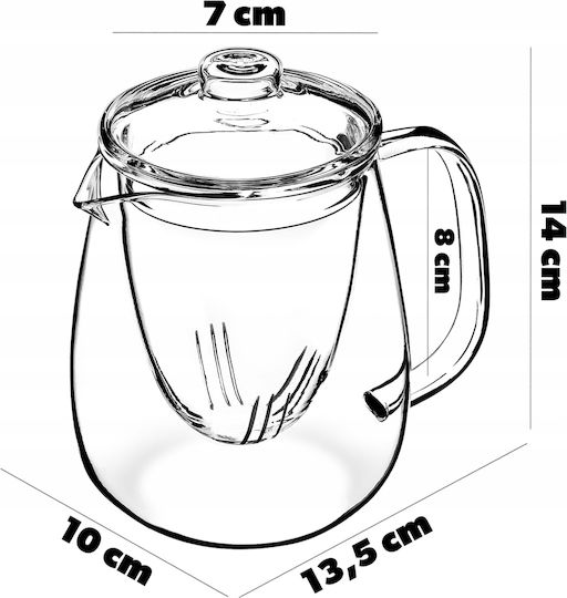 Kadax Τσαγιέρα με Φίλτρο Γυάλινη Διάφανη 600ml