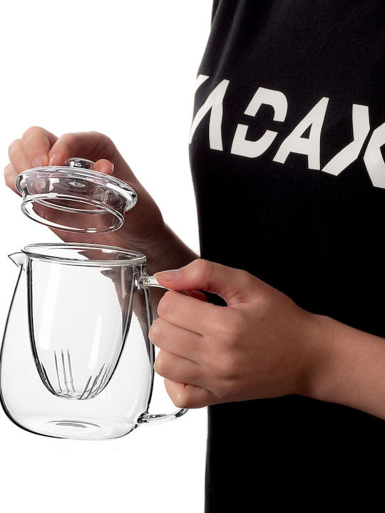Kadax Ceainic cu Filtru Sticlă Transparent 600ml