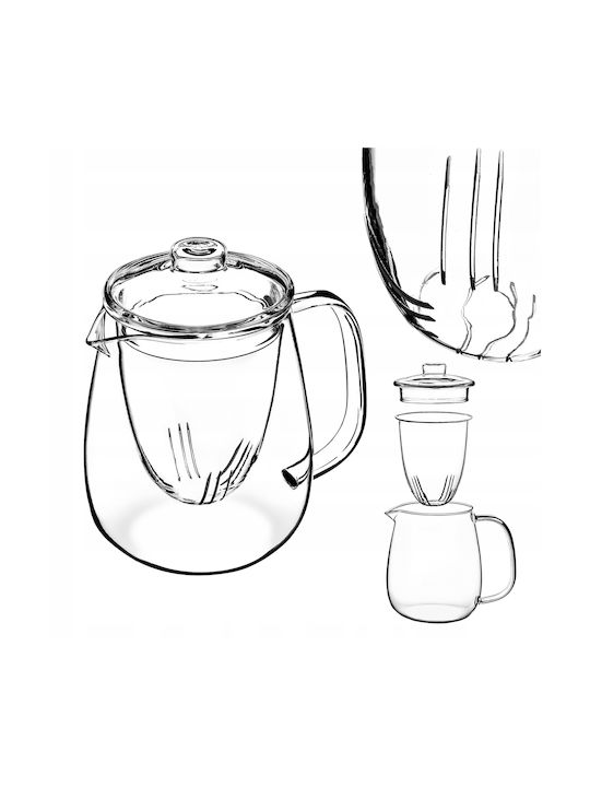 Kadax Ceainic cu Filtru Sticlă Transparent 600ml