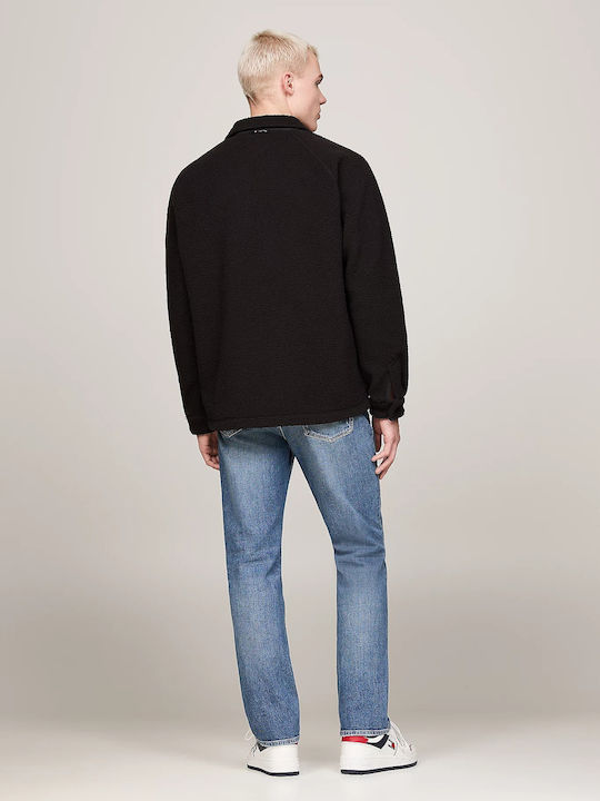 Ανδρική Ζακέτα Fleece με Κουμπιά Μαύρη