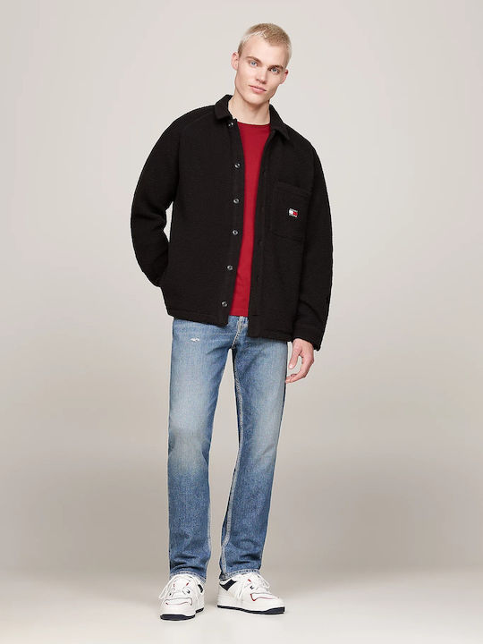 Ανδρική Ζακέτα Fleece με Κουμπιά Μαύρη