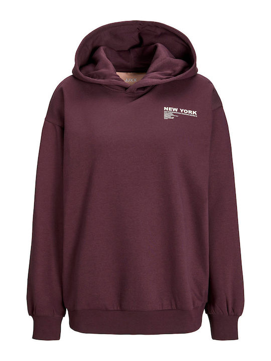 Jack & Jones Γυναικείο Φούτερ με Κουκούλα Bordeaux