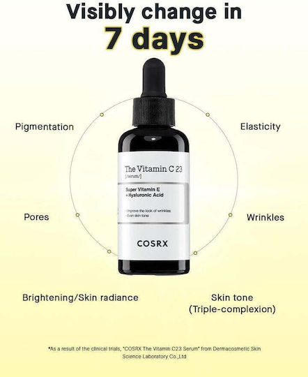 Cosrx The Vitamin C 23 Ser Hydratant și Anti-îmbătrânire Pentru Față cu Vitamina C și Vitamina E pentru Detoxifiere și Strălucire 20ml