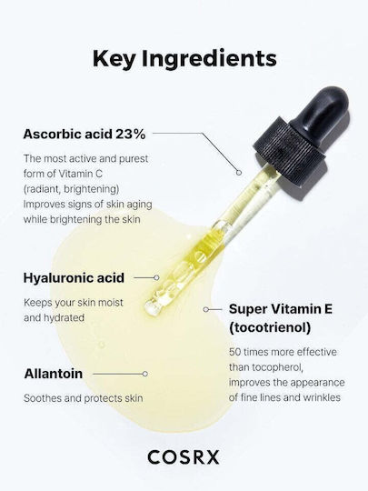 Cosrx The Vitamin C 23 Ser Hydratant și Anti-îmbătrânire Pentru Față cu Vitamina C și Vitamina E pentru Detoxifiere și Strălucire 20ml