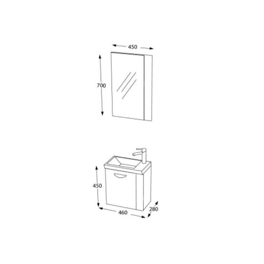 Hatz Cabinet de chiuveta cu oglindă L46xl28xH45cm Magazin online Hatz Cabinet de chiuveta cu oglindă L46xl28xH45cm Magazin online