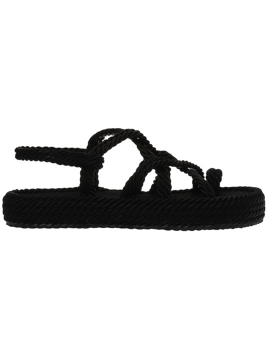 Malena Women's Flat Sandals Flatforms in Black Color