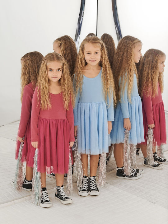 Children's Dress Long Sleeve Tulle Light Blue