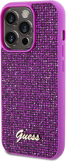 Guess Disco Metal Script Umschlag Rückseite Kunststoff Fuchsie (iPhone 14 Pro)