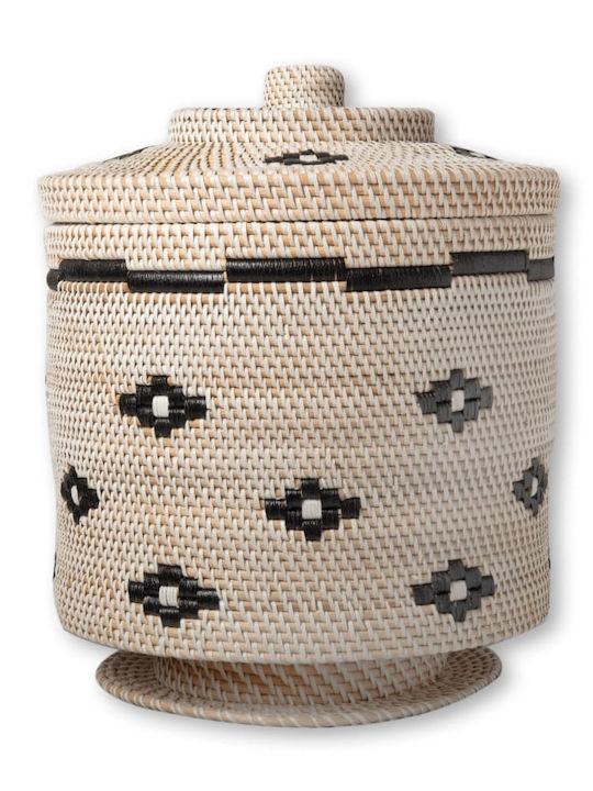 Decorative Basket Bamboo with Lid Beige S Line