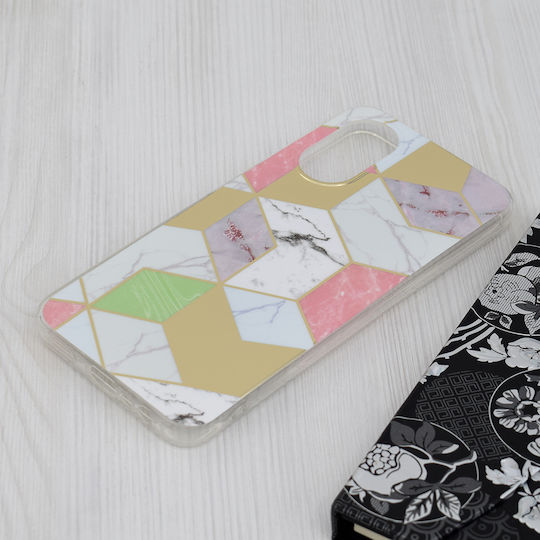 Techsuit Marble Back Cover Silicone Purple (Oppo A17)