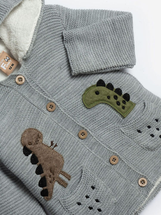 Funky Kinder-Strickjacke mit Kapuze Gray