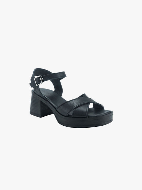 Prime Fashion Anatomic Platform Leather Women's Sandals Black