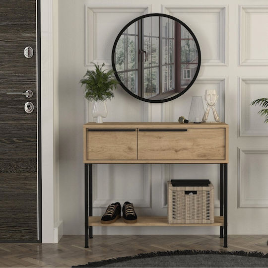 Suzy Wooden Console with Mirror Sapphire Oak L90xW29.6xH76cm