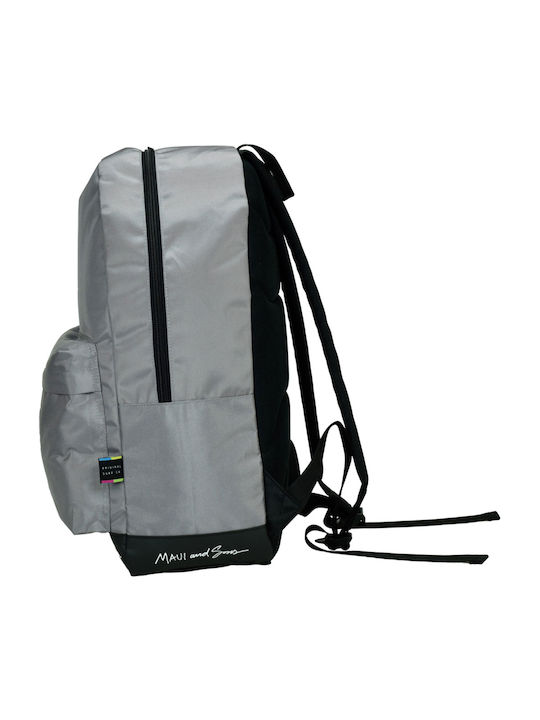 Maui & Sons School Bag Backpack Junior High-High School Gray with Water Bottle Holder 23Liters