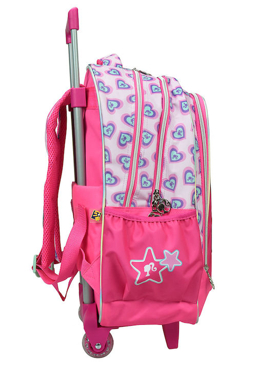 Gim Barbie Holographic School Bag Trolley Elementary, Elementary Pink with Water Bottle Holder 27Liters