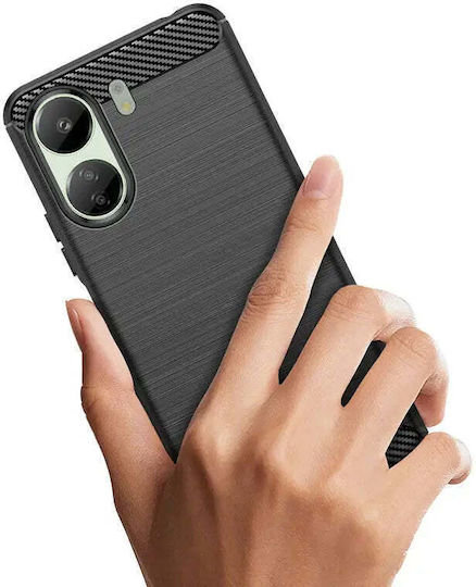 Hurtel Carbon Back Cover Silicon Negru (Redmi 13C / Poco C65 4G)