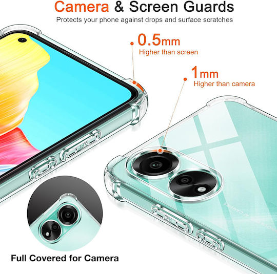Techsuit Shockproof Clear Back Cover Silicon Transparent (Oppo A38)