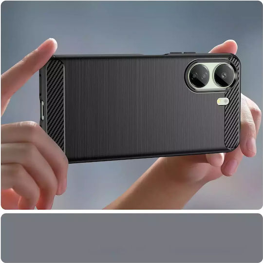 Hurtel Carbon Back Cover Silicon Negru (Redmi 13C / Poco C65 4G)