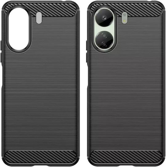 Hurtel Carbon Back Cover Silicon Negru (Redmi 13C / Poco C65 4G)