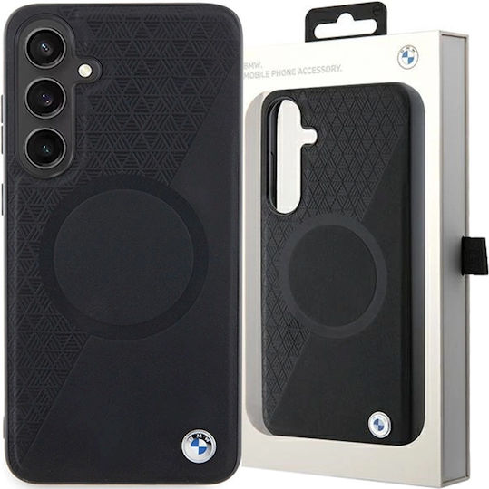 BMW Signature Leather Half Textured & Circle Magsafe Back Cover Πλαστικό / Δερμάτινο Μαύρο (Galaxy S24+)