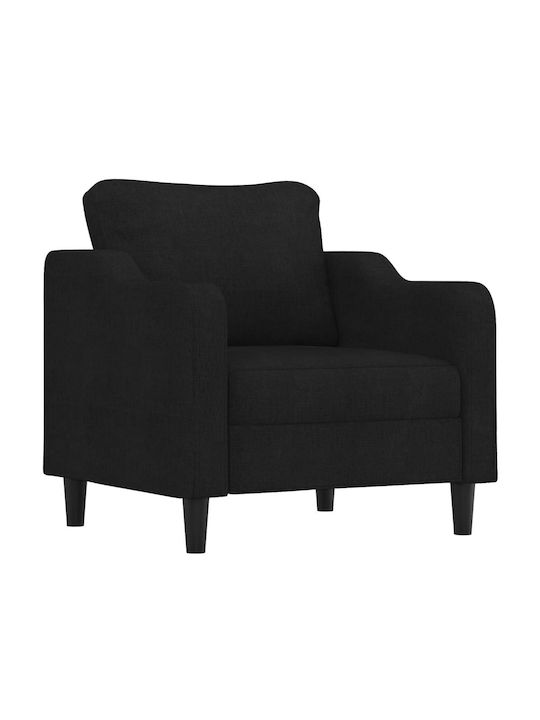 Living Room Furniture Set 3-Seater & 2-Seater & Armchair & Stool Black