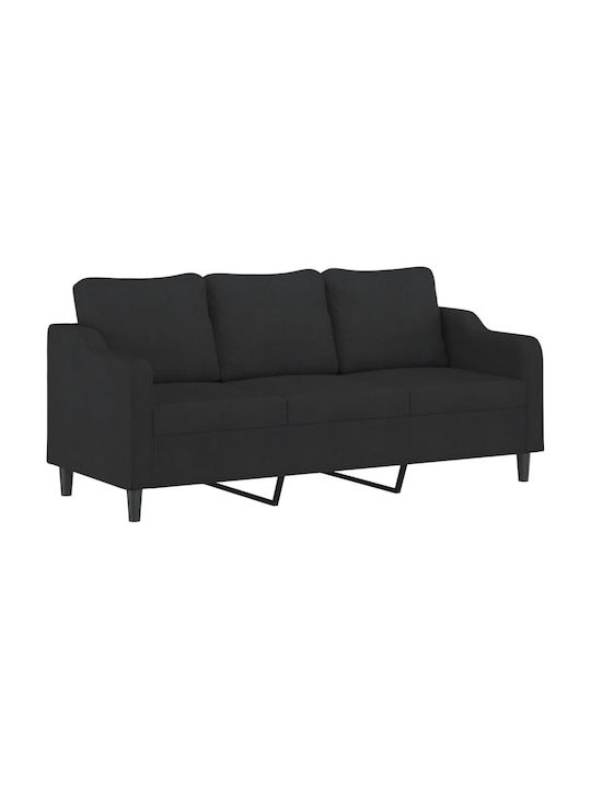Living Room Furniture Set 3-Seater & 2-Seater & Armchair & Stool Black