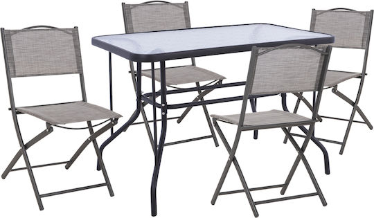 Set Sala De Mese Pentru Exterior Mag - Adam 5 Piese Gri